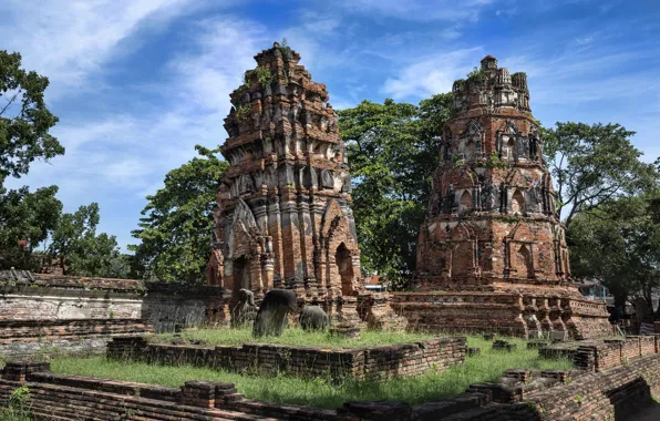 Picture Thailand, temple, ruins, Ayutthaya