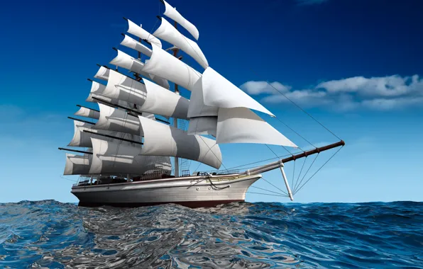Sea, ship, sailboat