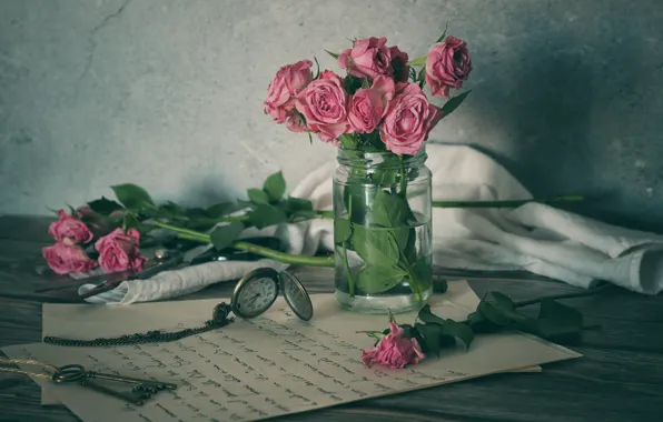 Letter, style, retro, paper, table, wall, stems, Board