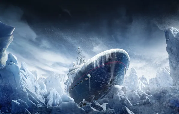 Snow, ship, icicles, ice, Blizzard, Tom Clancys, Operation Black Ice, Rainbow Six Siege