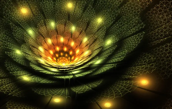 Picture flowers, pattern, petals, fractal, the volume