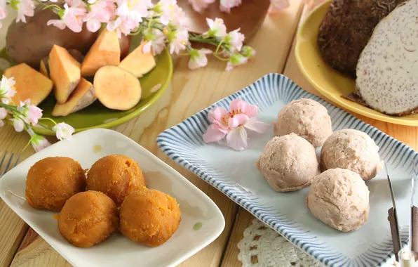 Balls, sweets, Chinese food