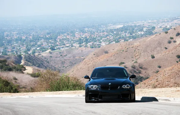 Picture road, black, bmw, BMW, shadow, black, 335i, the front