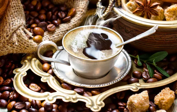 Coffee, cinnamon, coffee beans, Anis
