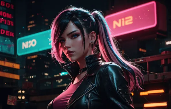 Girl, cyberpunk, move
