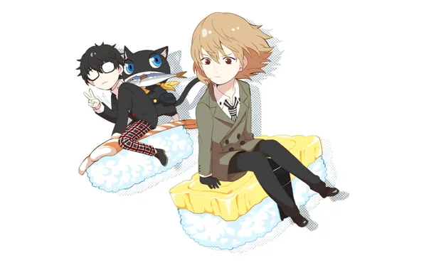 The game, anime, art, characters, boys, Person 5, Persona 5