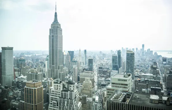 Picture USA, skyline, New York, Manhattan, NYC, New York City, morning, fog