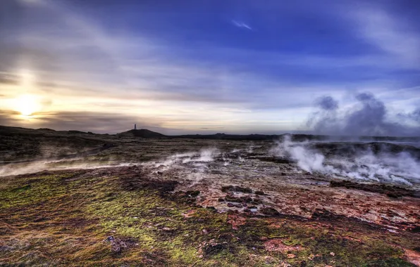 Landscape, stones, photo, rocks, smoke