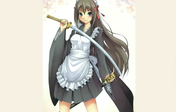 Katana, uniform, the maid, art, stand, kyo kuroichigo