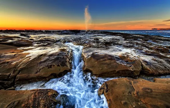 The sky, stones, rocks, Australia, glow, New South Wales, North Avoca Beach
