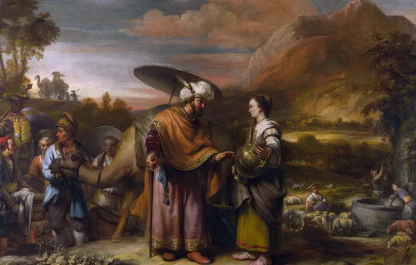 Picture picture, mythology, Of gerbrand van den Eckhout, Rebecca and Eliezer