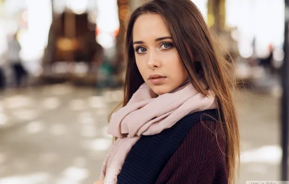 Picture look, model, portrait, makeup, scarf, hairstyle, brown hair, beauty