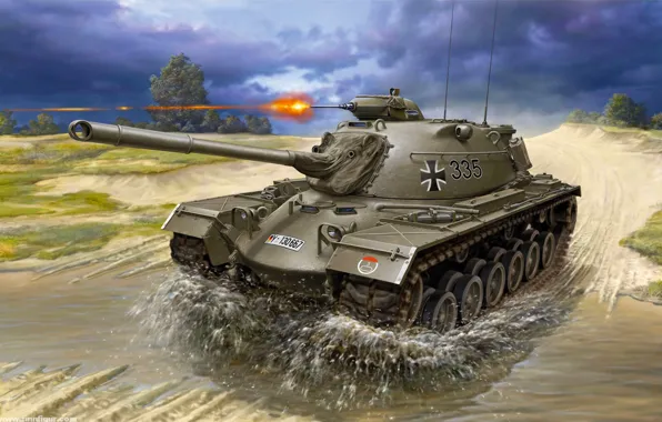 Picture war, art, painting, tank, M48 A2/A2C