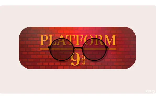 Wall, figure, minimalism, boy, glasses, Harry Potter, bricks, platform