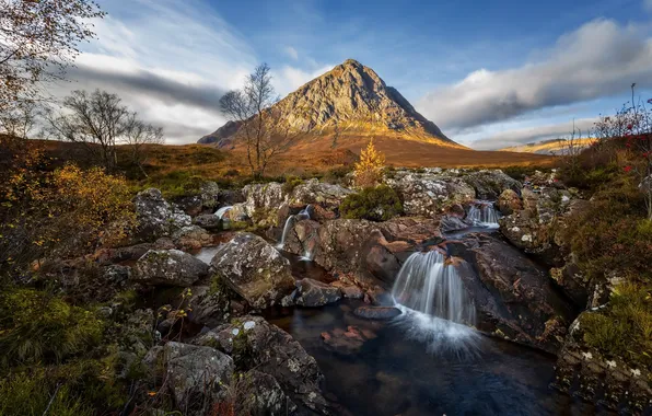 Autumn, river, mountain