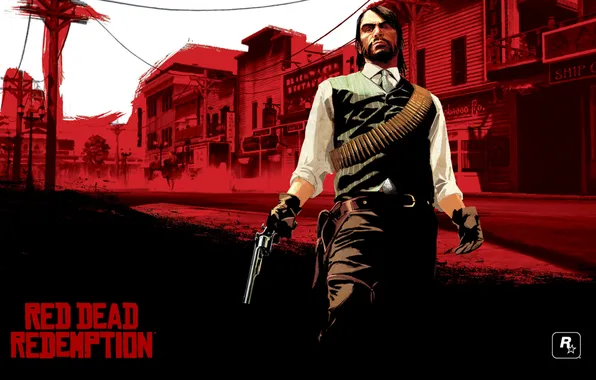 Picture man, Game, game, rockstar, red dead redemption, with the revolver