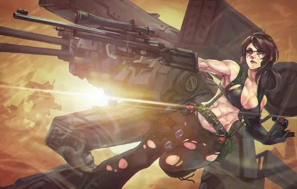 Chest, girl, sniper, art, Metal Gear Solid, konami, sniper rifle, Kojima Productions