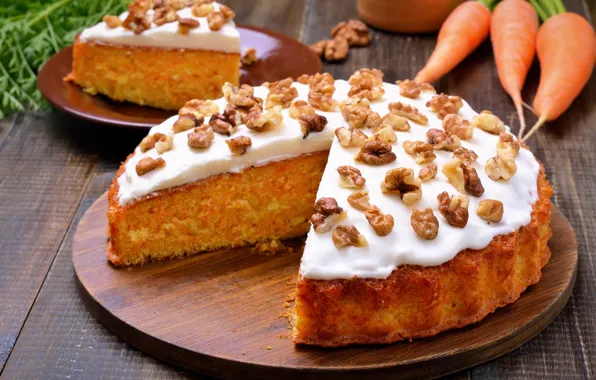 Picture pie, nuts, cream, dessert, sweet, carrot