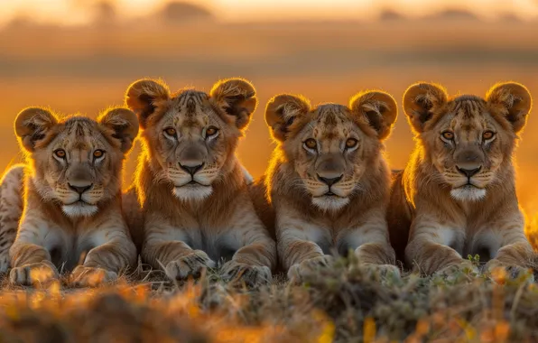 Field, look, face, light, nature, pose, paws, company