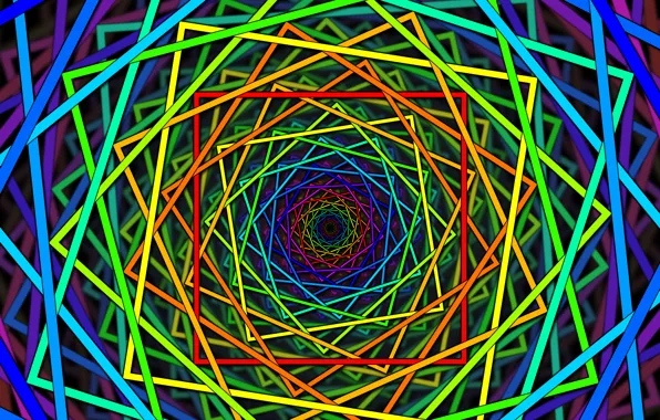 Color, spiral, line, square, dimensions, side
