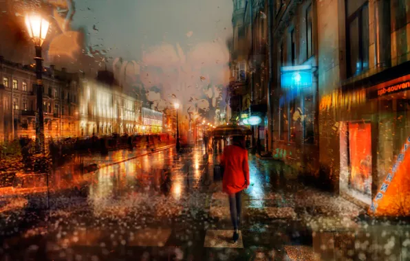 Picture autumn, rain, Saint Petersburg, November, The Canal