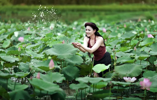 Girl, nature, Lily