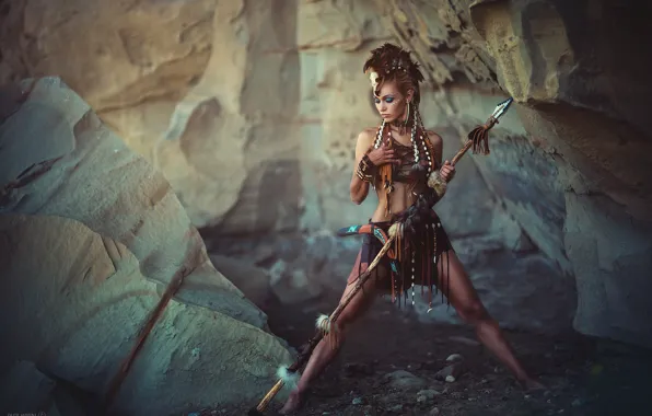 Girl, warrior, spear, Alex Noori