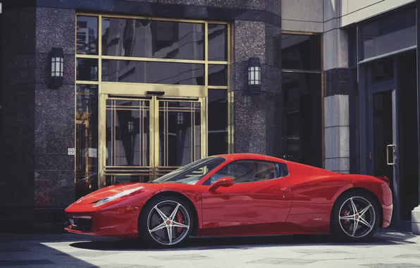 Red, the building, Ferrari, red, Ferrari, 458, italia, Italy