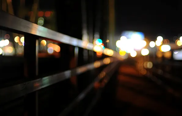 Picture macro, the city, lights, background, Wallpaper, blur, the fence, wallpaper