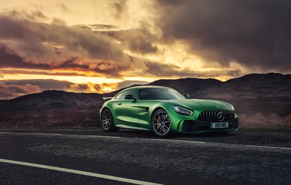 Car, green, sky, cloud, technology, kumo, Mercedes AMG GT R