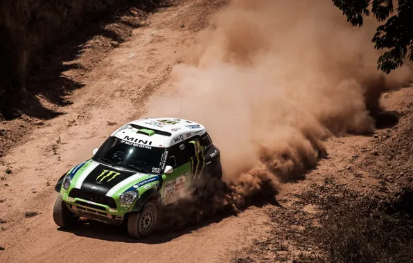 Dust, Green, Speed, Mini Cooper, Rally, Dakar, MINI, Mini Cooper