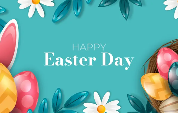 Picture flowers, background, chamomile, eggs, vector, Easter, socket, eggs