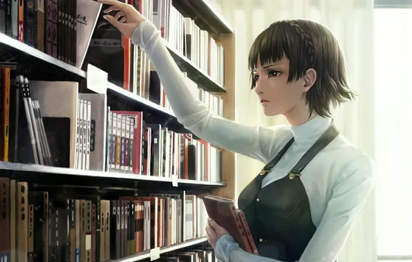 Picture girl, book, anime, art, Persona, live said makoto, Namako Mikan