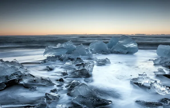 Sea, landscape, ice