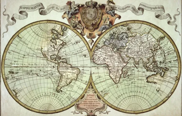 Picture sea, the ocean, earth, woman, figure, map, crown, tape