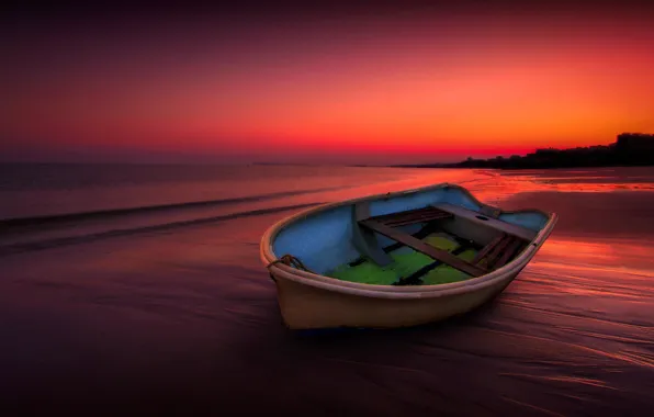 Picture sea, the sky, shore, boat