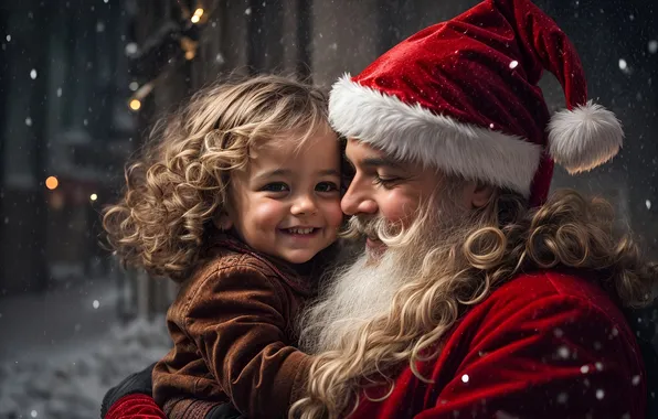 Christmas, girl, New year, Santa Claus, Santa Claus, AI art, neural network