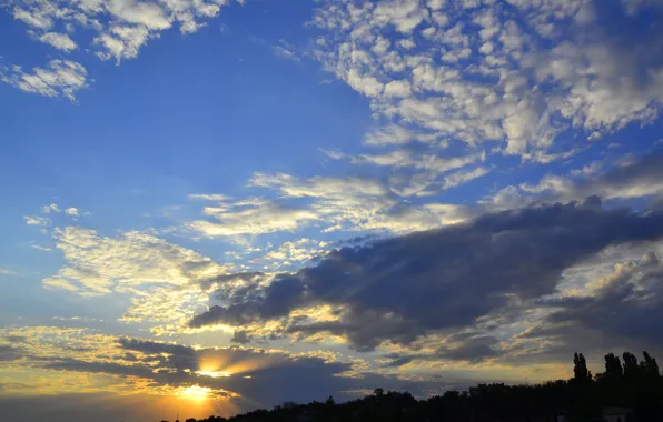 Picture the sky, clouds, sunset