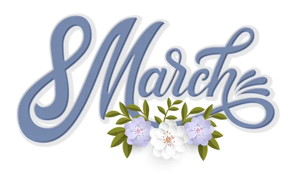 Leaves, flowers, holiday, the inscription, graphics, spring, figure, white background