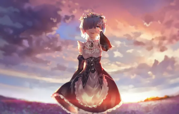Girl, tears, anime, art, crying, Rem, Re: Zero kara hajime chip isek or Seikatsu