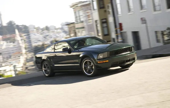 Mustang, ford, road, town, bullitt