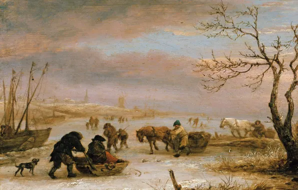 Wallpaper picture, Isaac van Ostade, Isaac van Ostade, Winter Landscape