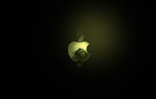 Picture green, background, black, apple, minimalism, logo, mac