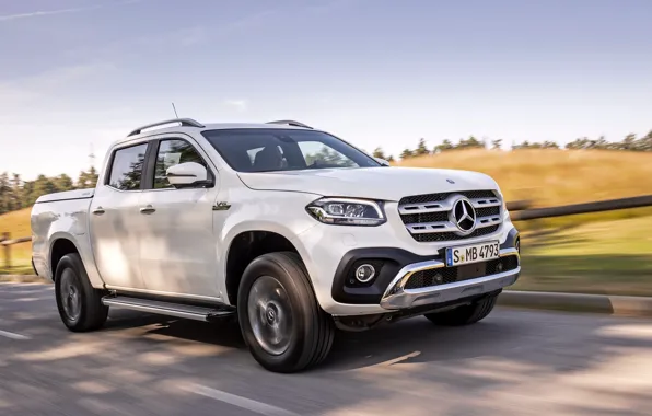 White, Mercedes-Benz, pickup, 2018, on the road, X-Class