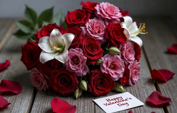 Love, flowers, romance, heart, roses, bouquet, love, happy