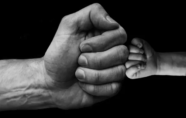 Hands, fists, baby, son, dad, greeting