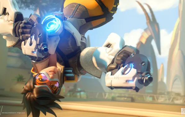 Girl, Glasses, Flight, Girl, Blizzard, Overwatch, Tracer, Lena Oxton
