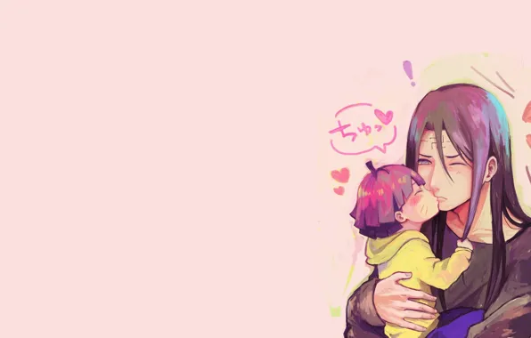 Kiss, minimalism, anime, art, girl, guy, Naruto, Himawari