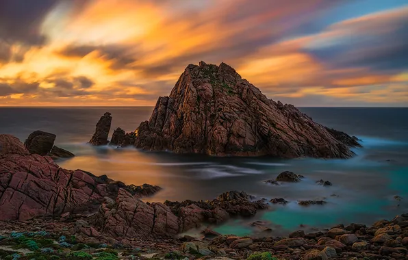 Sea, clouds, stones, rocks, shore, Australia
