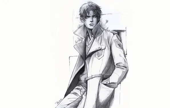 Look, style, figure, guy, coat, Attack Of The Titans, Shingeki No Kyojin, Eren Yeager